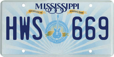 MS license plate HWS669