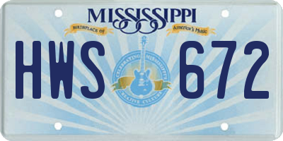 MS license plate HWS672
