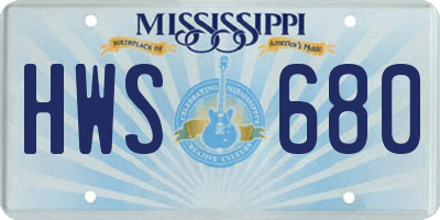 MS license plate HWS680