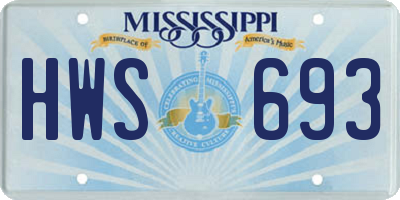 MS license plate HWS693