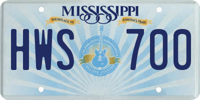 MS license plate HWS700