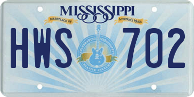 MS license plate HWS702