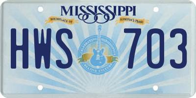 MS license plate HWS703