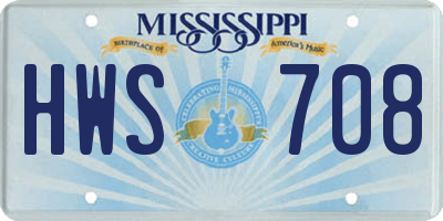 MS license plate HWS708