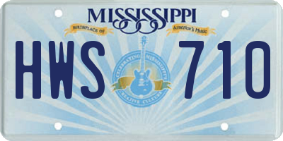 MS license plate HWS710