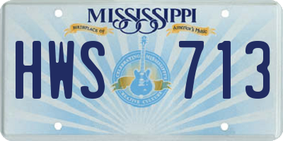 MS license plate HWS713