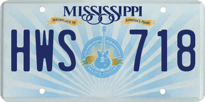 MS license plate HWS718