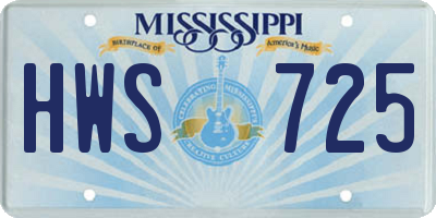 MS license plate HWS725