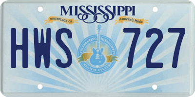 MS license plate HWS727