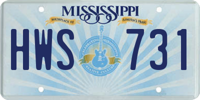 MS license plate HWS731