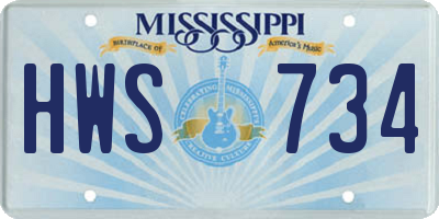 MS license plate HWS734