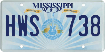 MS license plate HWS738