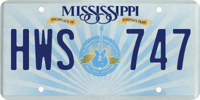 MS license plate HWS747