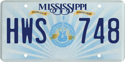 MS license plate HWS748