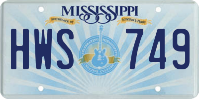 MS license plate HWS749