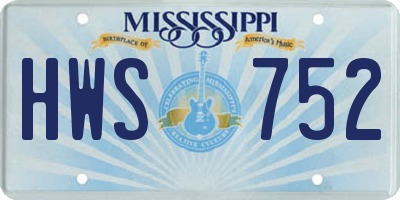 MS license plate HWS752