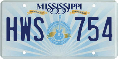 MS license plate HWS754