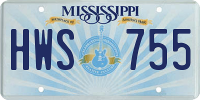 MS license plate HWS755