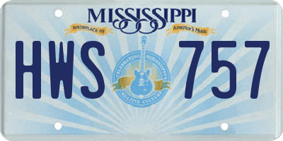 MS license plate HWS757