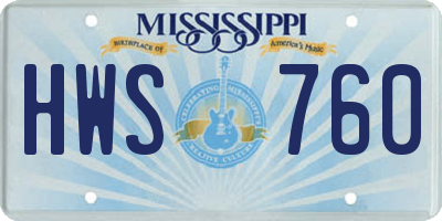 MS license plate HWS760
