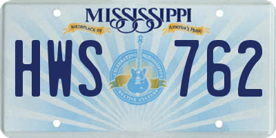 MS license plate HWS762