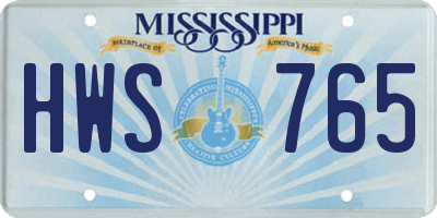 MS license plate HWS765