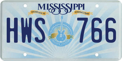 MS license plate HWS766