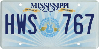 MS license plate HWS767