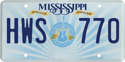 MS license plate HWS770