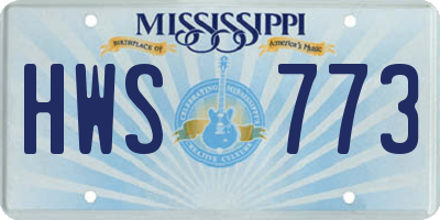 MS license plate HWS773
