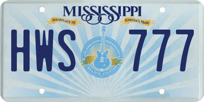 MS license plate HWS777