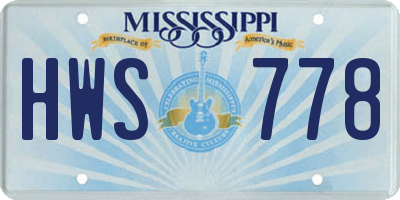 MS license plate HWS778