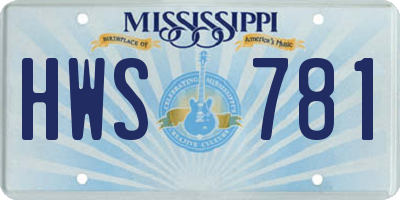 MS license plate HWS781
