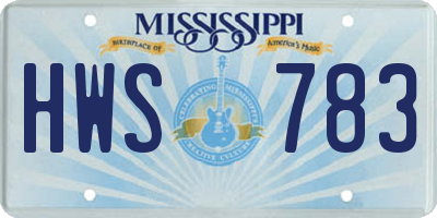 MS license plate HWS783