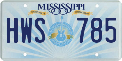 MS license plate HWS785
