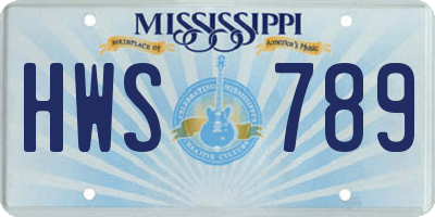 MS license plate HWS789