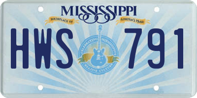 MS license plate HWS791