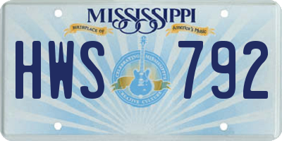 MS license plate HWS792