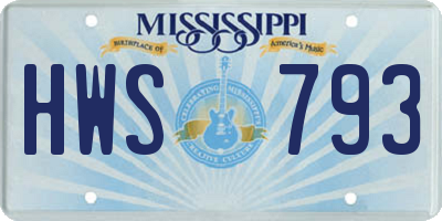 MS license plate HWS793