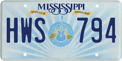 MS license plate HWS794