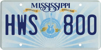 MS license plate HWS800