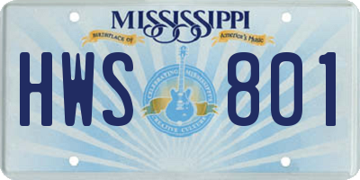 MS license plate HWS801