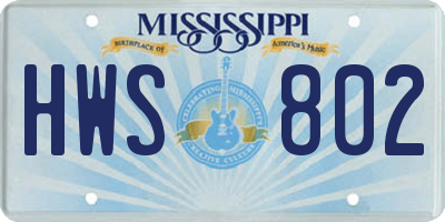 MS license plate HWS802