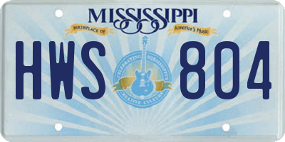 MS license plate HWS804