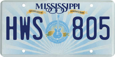 MS license plate HWS805