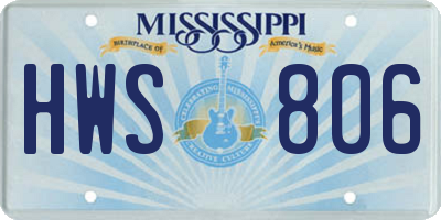 MS license plate HWS806