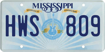 MS license plate HWS809