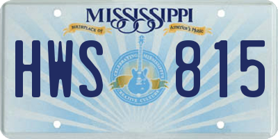 MS license plate HWS815
