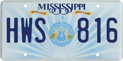 MS license plate HWS816