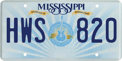 MS license plate HWS820